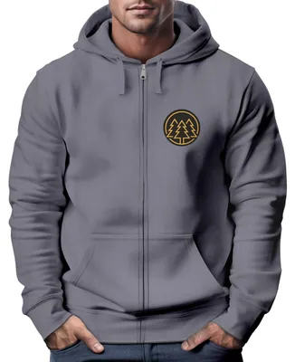 Produktbild von Herren Sweatjacke mit Kapuze Logo Bäume Wald Print Outdoor Motiv Zip Hoodie Männer Fashion Neverless® convoy grey S
