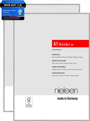 Produktbild von nielsen Bilderrahmen Atlanta (2er Set), A1 59,4x84,1 cm, Aluminium Struktur Silber Matt