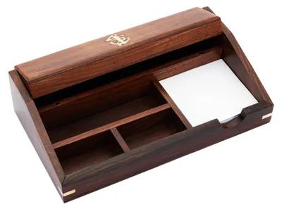 Productafbeelding van Solidchoice - Houten Organizer met Flap in Retro Stijl