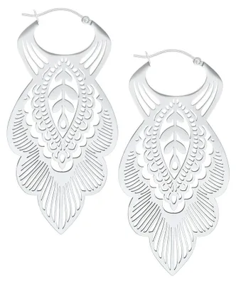 Produktbild von Wildcat Ohrringe - Mandala Leaf Hoops - Silber - Chirurgenstahl 316L - wasserfest, langlebig, hautverträglich, Silber