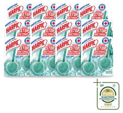 Produktbild von 12 x Harpic Toiletblock Eucalyptus - Ohne Bleiche - 40 g - Vorratspackung - 12 Stücke