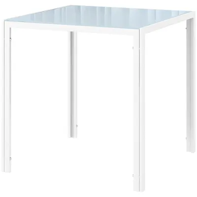 Zdjęcie produktu dla Stół jadalny kwadratowy, blat ze szkła, rama metalowa | Kolor: biały | Wymiary: 75x75x75 cm