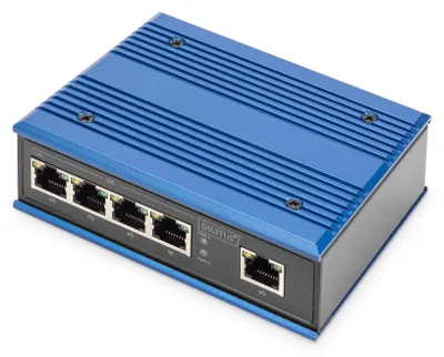 Produktbild von DIGITUS 4 Port Gigabit Netzwerk Switch, Industrial, Unmanaged, 1 RJ45 Uplink