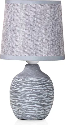 Produktbild von Nočná lampa BRUBAKER - 27 cm - sivá - keramický podstavec so štruktúrou - ľanové tienidlo