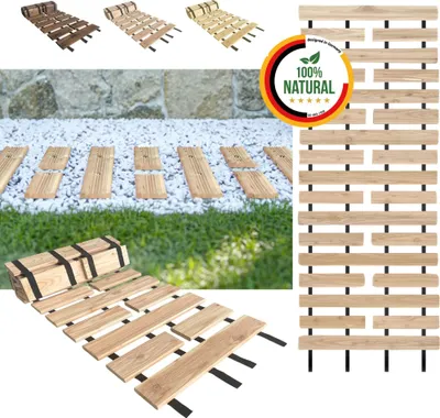 Produktbild von Floranica Gartenweg aus Holz 50 cm x 2 m Unbehandelt Rollweg Ausrollbarer Gehweg Gartentritte Holzweg aus Lärche rutschfeste Oberfläche