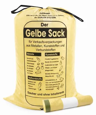 Productafbeelding van Gele Vuilniszakken met Trekkoord (90 Liter, 10 Stuks)