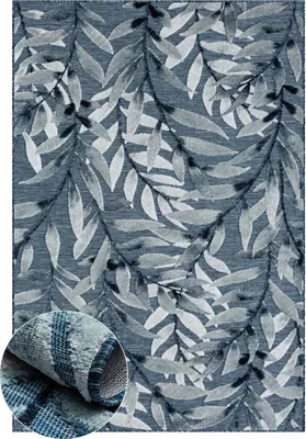 Obrázok produktu pre MY-RUG vonkajší koberec "Laurel" 150x80 cm, modrý, s kvetinovým vzorom, na vonkajšie použitie