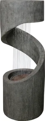 Produktbild von Dehner Gartenbrunnen Ronda, mit LED Beleuchtung, frostbeständig, solarfähiger Brunnen für Außen, 79.5 x 31.5 x 31.5 cm, Polyresin, grau