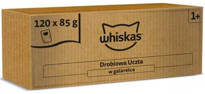 Produktbild von WHISKAS Festmahl in Gelee Geflügel – Nassfutter für Katzen – 120x85g