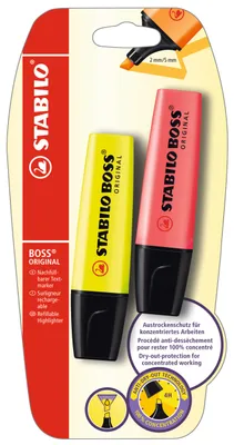 Produktbild von Textmarker - STABILO BOSS ORIGINAL - 2er Pack - gelb, rot