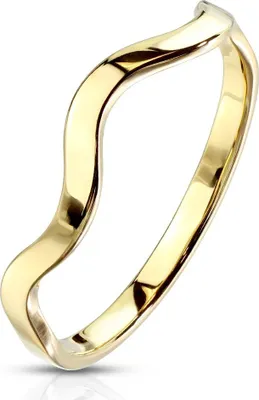 Produktbild von Damen Ring Edelstahl Welle Herren Stapelring Bandring Autiga® gold 59 - Ø 18,95 mm