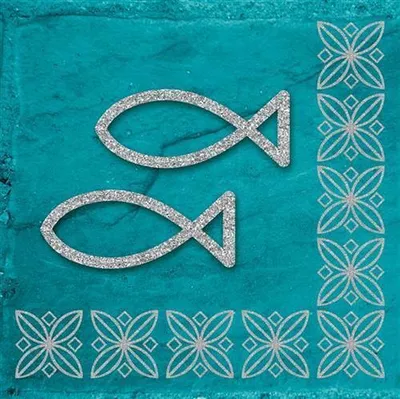 Produktbild von 20 Servietten Modern Ichthys türkis 33x33cm