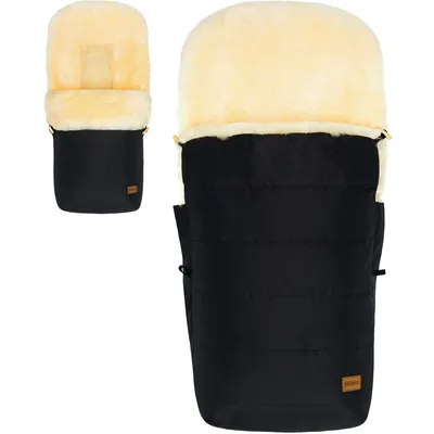 Produktbild von Fillikid Winterfußsack Lammfellfußsack für Kinderwagen Buggy Jogger Kinder Fußsack (Schwarz)