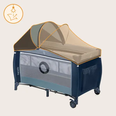 Produktbild von Lionelo Sven Plus 2in1 Baby Bett Laufstall Baby bis 15 kg Wickelauflage luftige Seitenwände mit Seiteneingang - Blau