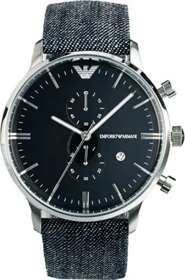 Produktbild von Armani Herrenuhr ar1690 Quarz Analog 43mm Edelstahlgehäuse Dunkelblaues Textilarmband
