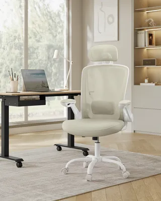 Produktbild von SONGMICS Bürostuhl ergonomisch, Schreibtischstuhl, Drehstuhl mit Mesh, gepolsterte Lendenstütze, Wippfunktion, 53 cm große Sitzfläche