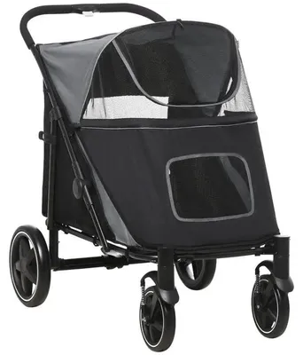 Zdjęcie produktu dla Wózek dla psa - składany - z jednym koszem na przechowywanie - wymiary: 112x65x100 cm - kolor: oliwkowy