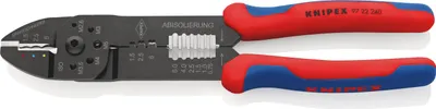 Produktbild von KNIPEX Crimpzange L.240mm schw.lackiert f.isol.Kabelschuhe u.Steckverb.0,75-6 SB KNIPEX (97 22 240 SB)