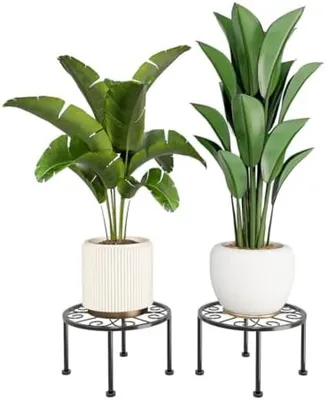 Produktbild von PromoHome® Blumenständer Set aus 2 - Schwarze Metallpflanzenständer für drinnen und draußen