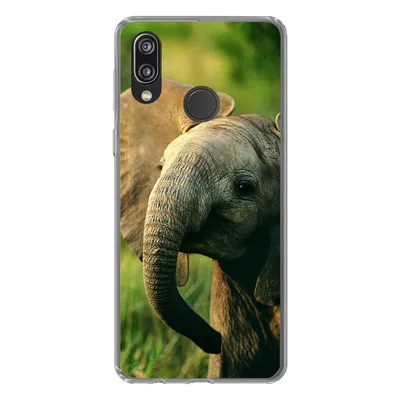 Produktbild von MuchoWow® Handyhülle Schutzhülle Hülle für Huawei P20 Lite (2020) Elefant - Grün - Tiere - Natur Silikon Softcase Handy Hülle - Kartenhalter