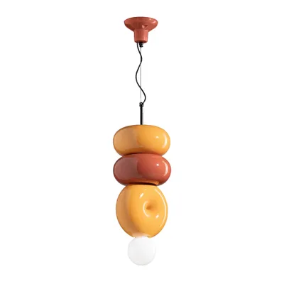 Produktbild von Aufhängung Vintage Decò Bumbum 2+1 Elemente Keramik Gelb Orange 1 Licht E27