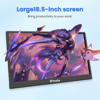 Immagine prodotto di Monitor portatile per videogiochi - Schermo portatile - Display esterno - Monitor mobile - Secondo schermo - 18,5 pollici