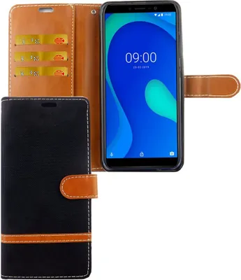 Immagine prodotto di Custodia protettiva per cellulare Wiko Y80, con portacarte, colore nero