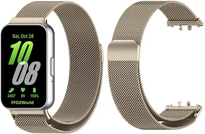 Produktbild von FFO2World Edelstahl-Milanese-Armband, passend für Samsung Galaxy Fit 3 – Milanaise-Armband mit Magnetverschluss – Starlight