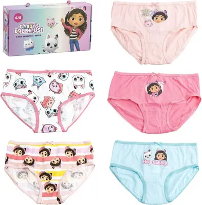 Image de Gabby's Dollhouse Filles Lot de 5 slips en coton Lingerie enfant 6/8 ans