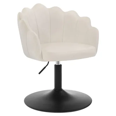 Produktbild von WOLTU Schminkstuhl, mit Lehne, Blumenform, höhenverstellbar drehbar, Samt, Metall : Creme Farbe: Creme