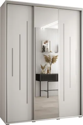 Produktbild von MEBLE KRYSPOL Davos 13 Schrank, drei Türen - 235,2x180x45 cm - Weiß Weiß Silber