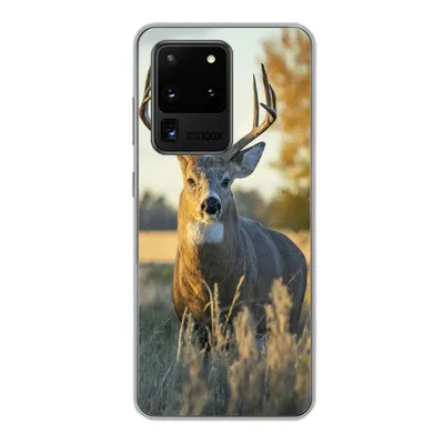 Produktbild von MuchoWow® Handyhülle Schutzhülle Hülle für Samsung Galaxy S20 Ultra Hirsche - Gras - Herbst - Geweih - Natur - Tiere Silikon Softcase Handy Hülle - Karteninhaber