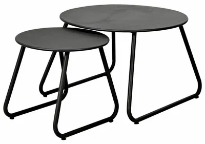 Immagine prodotto di Set di tavolino da caffè, tavolino laterale e tavolino ausiliario HowHomely, 2 pezzi, metallo nero, stile industriale, per soggiorno