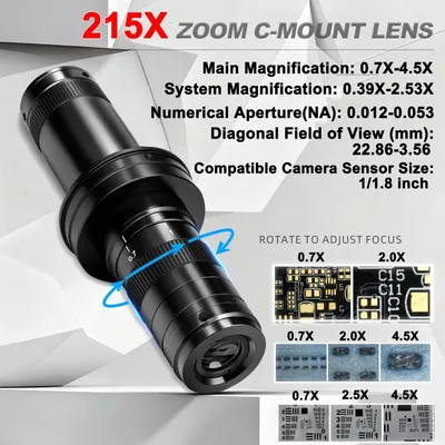 Imagen del producto de Microscopio digital 4K con zoom de 180x y sensor IMX678, ideal para soldadura e inspección