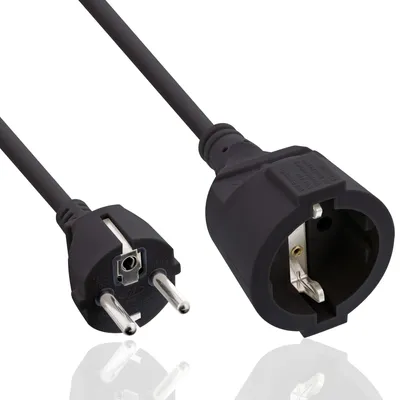 Produktbild von INLINE Strom-Verlaengerung Schutzkontakt Stecker Buchse schwarz 1,5m