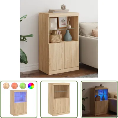 Produktbild von The Living Store Sideboard mit LED-Leuchten Sonoma-Eiche 60,5x37x100 cm
