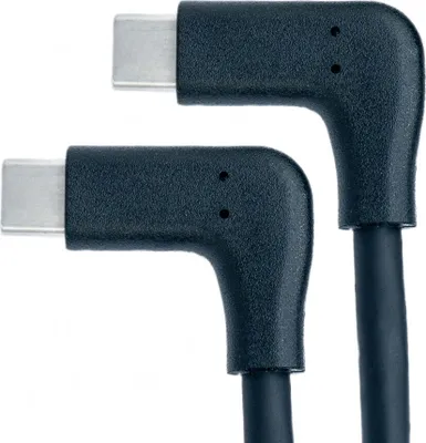 Produktbild von SYSTEM-S USB 3.1 Gen 2 Kabel 50 cm Typ C Stecker zu Stecker 2x Winkel Adapter in Schwarz