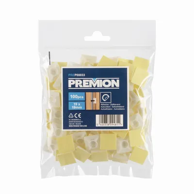 Immagine prodotto di PREMION PREP00033 - Fermacavi autoadesivi bianchi 19 x 19 mm 100 pz