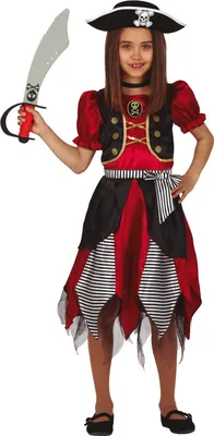 Immagine prodotto di costume da pirata rosso per bambina, taglia:140/146