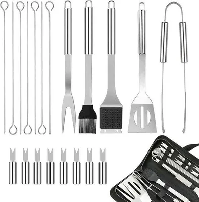 Produktbild von Grillbesteckset aus Edelstahl - ideal für Männer - Camping - Garten - Outdoor