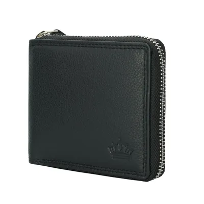 Produktbild von Geldbörse aus echtem Leder – Uni – Edles Design mit umlaufendem Reißverschluss und RFID-Schutz – MANZA®