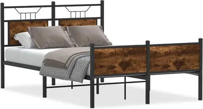 Obrázek produktu pro vidaXL Rám postele bez matrace kouřový dub 120x190 cm materiál na bázi dřeva