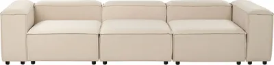 Zdjęcie produktu dla BELIANI Sofa modułowa beżowa poliester tapicerowana 3-osobowa moduły czarne nóżki nowoczesna kanapa