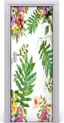 Produktbild von Tulup Türaufkleber 75x205 cm Dekorative Aufkleber Selbstklebend Wasserdichte Tapete Abnehmbar Schlafzimmer Wohnzimmer Wohnkultur - tropische Blumen