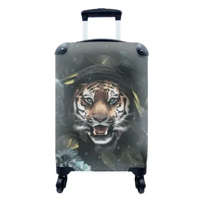 Produktbild von MuchoWow® Koffer Handgepäck Trolley Rollkoffer Kleine Reisekoffer mit 4 Rollen - Blumen - Tiger - Raubtier - Cabin Size < 55x40x23 cm & 55x40x20 cm - Fotokoffer - Kabinenkoffer - Boardgepäck - Reise-Box - Reisekoffer - Reisegepäck - Koffer mit Bild - Trolley für Kinder