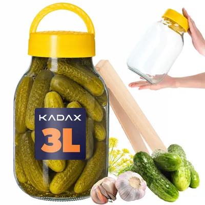 Obrázek produktu pro KADAX zavařovací sklenice s kleštěmi "Hogatza", plastová zavařovací sklenice s víčkem, zavařovací sklenice, 3 litry