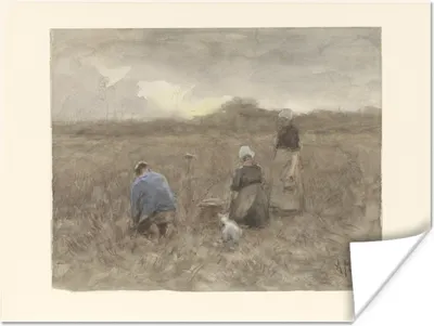 Produktbild von MuchoWow® Poster Kartoffelerntemaschinen - Gemälde von Anton Mauve 120x90 cm - Wandbild