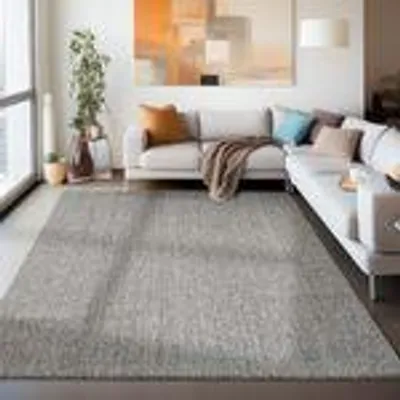 Produktbild von Modern Wohnzimmereppich Robust Meliert Einfarbiger Schlingenteppich Cut-Loop Design, Größe: 60 x 100 cm, Farbe: Grau