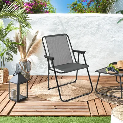 Image de Chaise - HOME DECO FACTORY - Pliante - Gris
