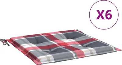 Produktbild von vidaXL Gartenstuhl-Kissen 6Stk. Rot Karomuster 50x50x4cm Oxford-Gewebe